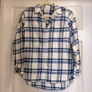 Madewell Blue Plaid Flannel Shirt